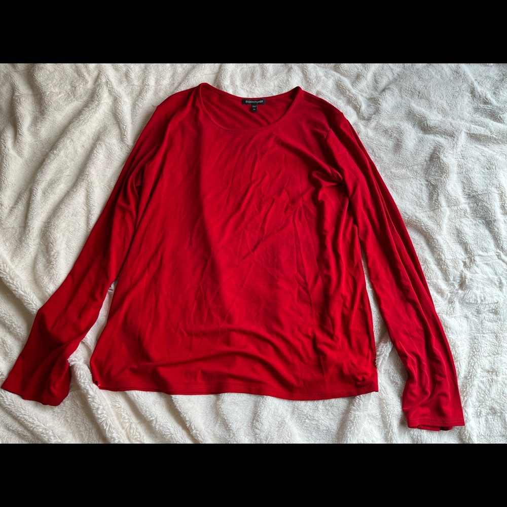 Eileen Fisher flowy red shirt